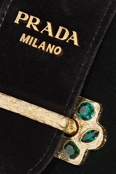 prada green velvet cahier chain